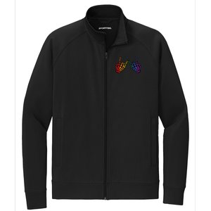 Gay Rocker Skeleton Hands Rainbow Pride Lgbt Rock Stretch Full-Zip Cadet Jacket