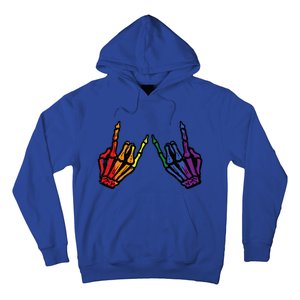 Gay Rocker Skeleton Hands Rainbow Pride Lgbt Rock Hoodie