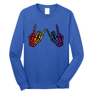 Gay Rocker Skeleton Hands Rainbow Pride Lgbt Rock Long Sleeve Shirt