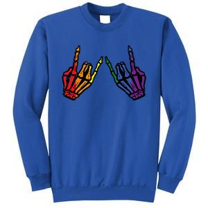 Gay Rocker Skeleton Hands Rainbow Pride Lgbt Rock Sweatshirt