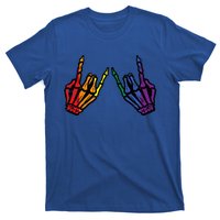 Gay Rocker Skeleton Hands Rainbow Pride Lgbt Rock T-Shirt