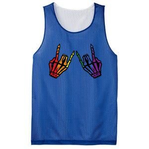 Gay Rocker Skeleton Hands Rainbow Pride Lgbt Rock Mesh Reversible Basketball Jersey Tank