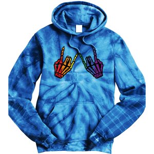 Gay Rocker Skeleton Hands Rainbow Pride Lgbt Rock Tie Dye Hoodie