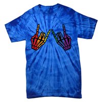 Gay Rocker Skeleton Hands Rainbow Pride Lgbt Rock Tie-Dye T-Shirt