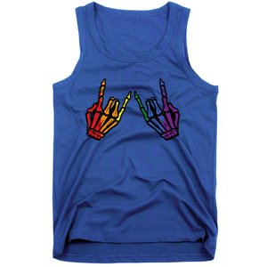 Gay Rocker Skeleton Hands Rainbow Pride Lgbt Rock Tank Top