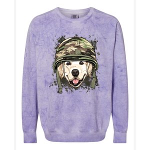 Golden Retriever Soldier Veteran Funny Dog Army Colorblast Crewneck Sweatshirt