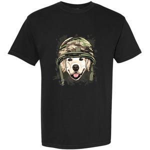 Golden Retriever Soldier Veteran Funny Dog Army Garment-Dyed Heavyweight T-Shirt