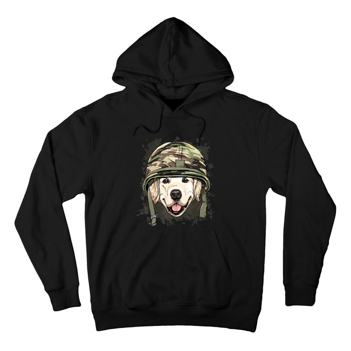 Golden Retriever Soldier Veteran Funny Dog Army Hoodie