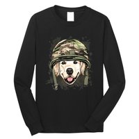 Golden Retriever Soldier Veteran Funny Dog Army Long Sleeve Shirt