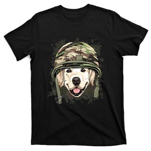 Golden Retriever Soldier Veteran Funny Dog Army T-Shirt