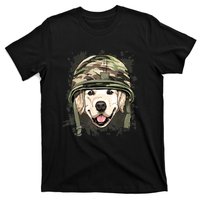 Golden Retriever Soldier Veteran Funny Dog Army T-Shirt