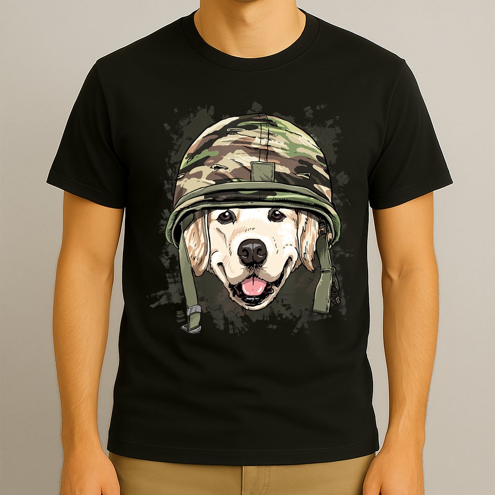 Golden Retriever Soldier Veteran Funny Dog Army T-Shirt