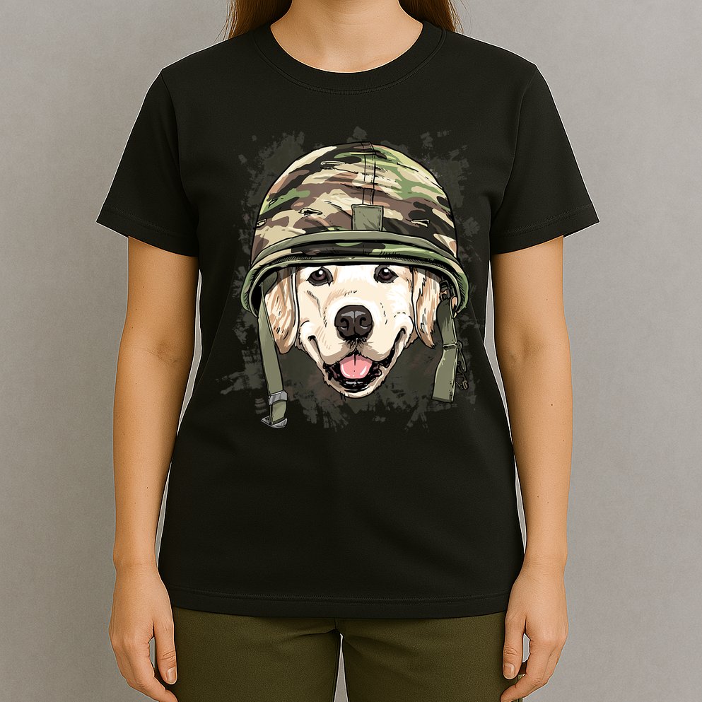 Golden Retriever Soldier Veteran Funny Dog Army T-Shirt