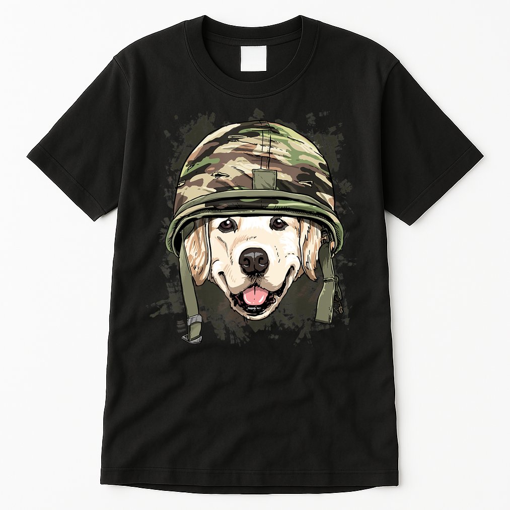 Golden Retriever Soldier Veteran Funny Dog Army Tall T-Shirt