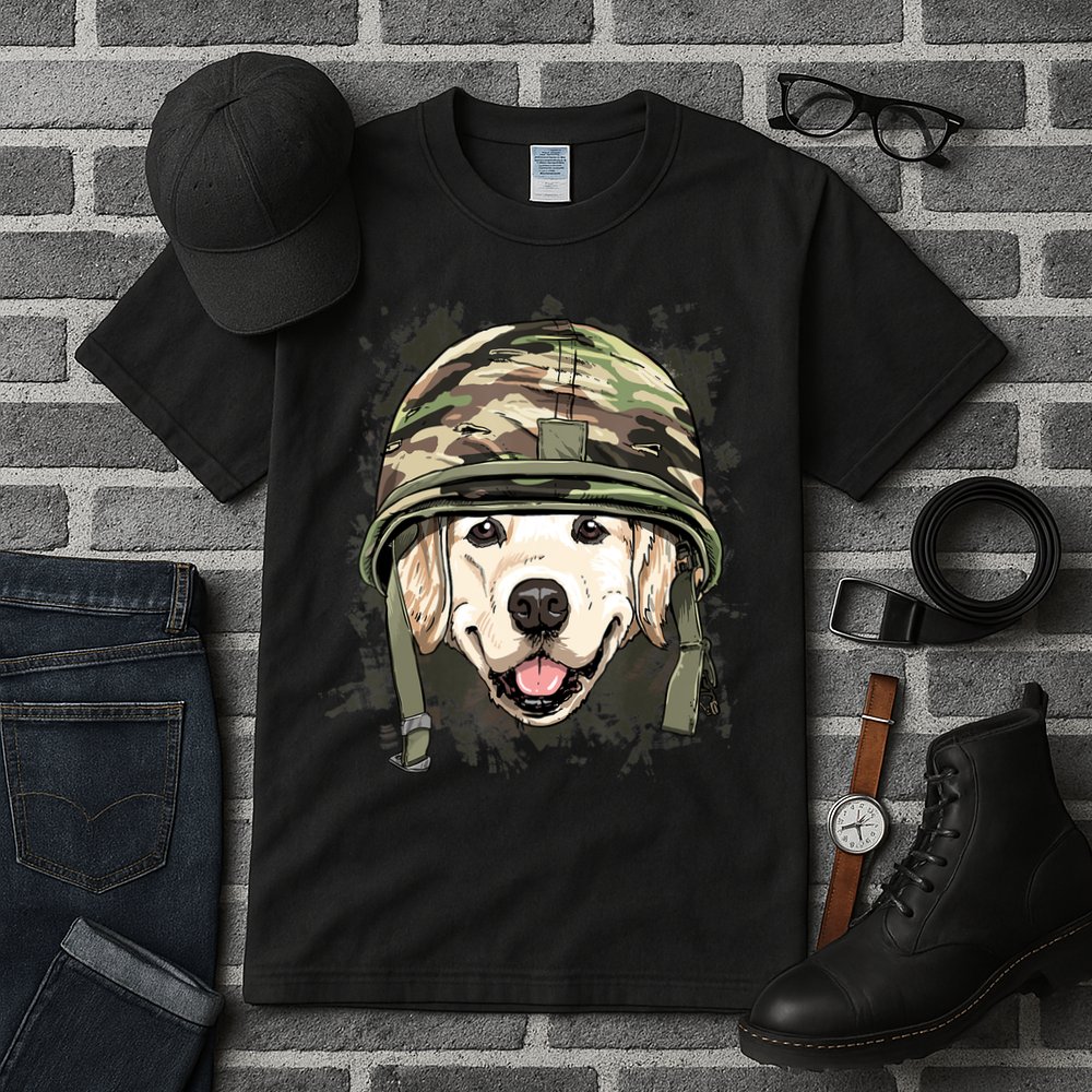 Golden Retriever Soldier Veteran Funny Dog Army Tall T-Shirt