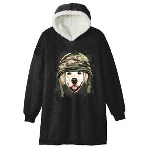 Golden Retriever Soldier Veteran Funny Dog Army Hooded Wearable Blanket