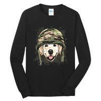 Golden Retriever Soldier Veteran Funny Dog Army Tall Long Sleeve T-Shirt