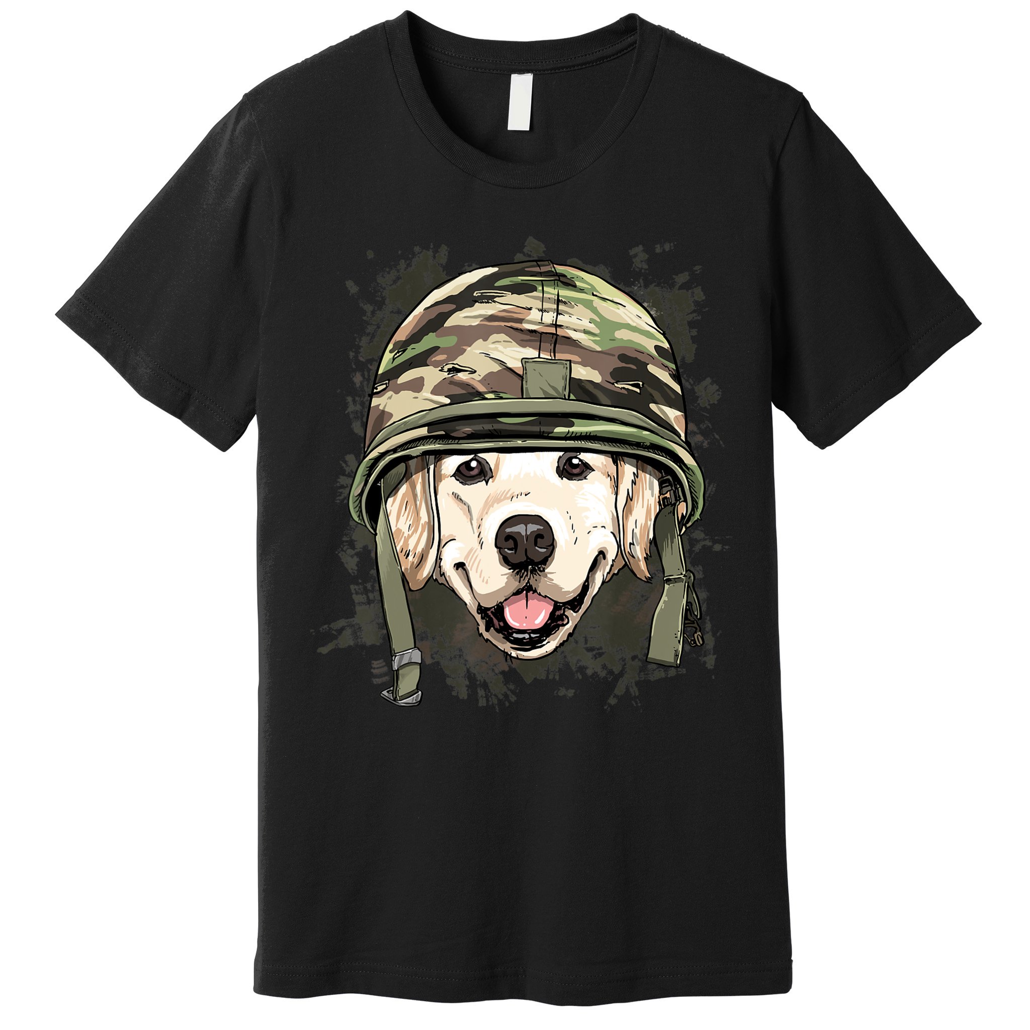 Golden Retriever Soldier Veteran Funny Dog Army Premium T-Shirt