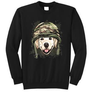 Golden Retriever Soldier Veteran Funny Dog Army Tall Sweatshirt