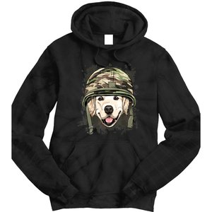 Golden Retriever Soldier Veteran Funny Dog Army Tie Dye Hoodie