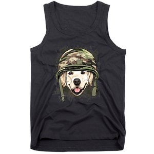 Golden Retriever Soldier Veteran Funny Dog Army Tank Top