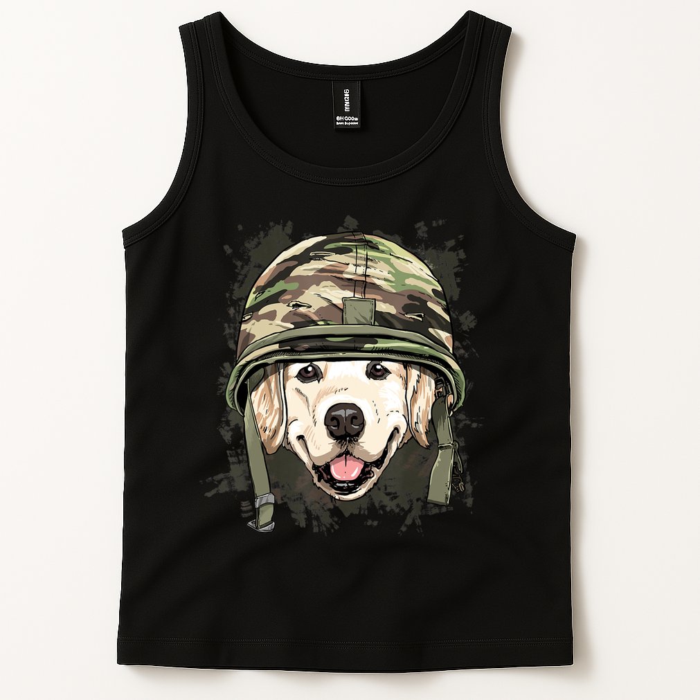 Golden Retriever Soldier Veteran Funny Dog Army Tank Top