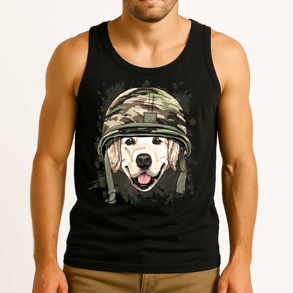 Golden Retriever Soldier Veteran Funny Dog Army Tank Top