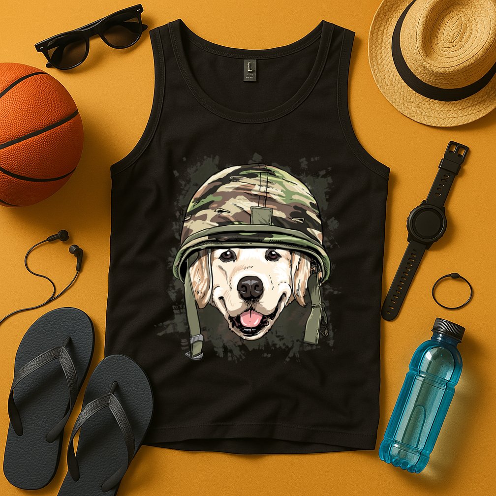 Golden Retriever Soldier Veteran Funny Dog Army Tank Top