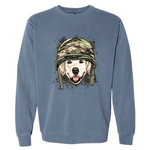 Golden Retriever Soldier Veteran Funny Dog Army Garment-Dyed Sweatshirt