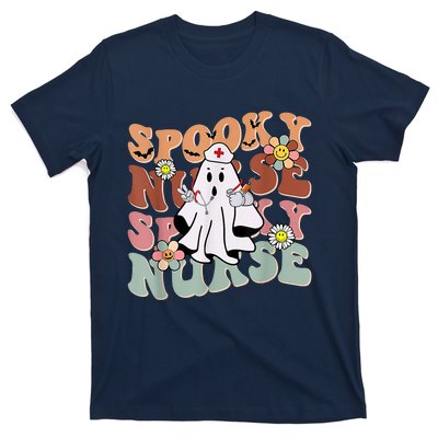 Groovy Retro Spooky Nurse Ghost Halloween Trick Or Treat T-Shirt