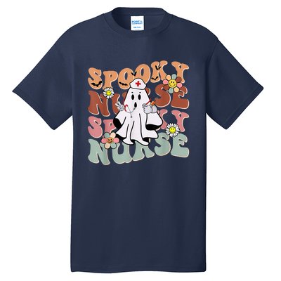 Groovy Retro Spooky Nurse Ghost Halloween Trick Or Treat Tall T-Shirt