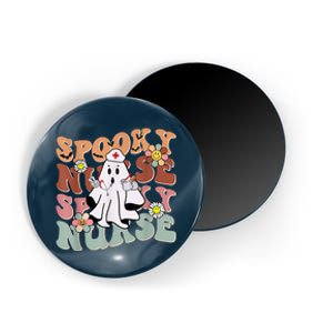 Groovy Retro Spooky Nurse Ghost Halloween Trick Or Treat Magnet