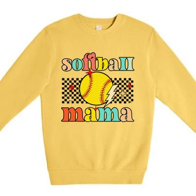 Groovy Retro Softball Mom Mama Sport Lover Funny Mothers Day Premium Crewneck Sweatshirt