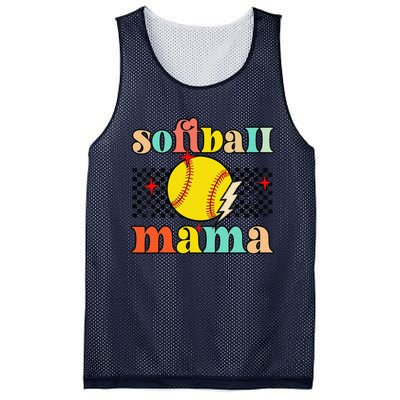 Groovy Retro Softball Mom Mama Sport Lover Funny Mothers Day Mesh Reversible Basketball Jersey Tank