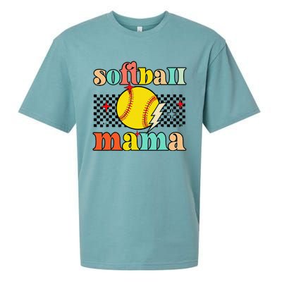 Groovy Retro Softball Mom Mama Sport Lover Funny Mothers Day Sueded Cloud Jersey T-Shirt