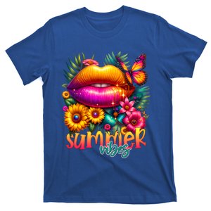 Groovy Retro Summer Vibes Tropical Flowers Hello Summer Cool Gift T-Shirt