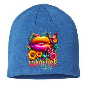 Groovy Retro Summer Vibes Tropical Flowers Hello Summer Cool Gift Sustainable Beanie