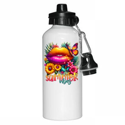 Groovy Retro Summer Vibes Tropical Flowers Hello Summer Cool Gift Aluminum Water Bottle