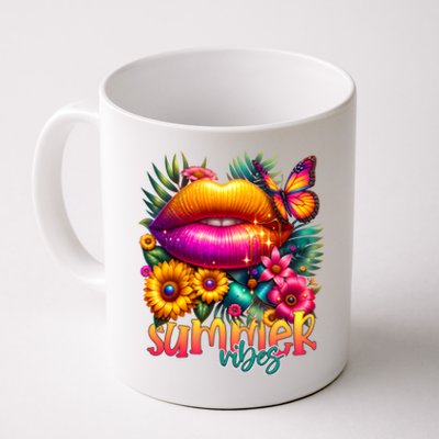 Groovy Retro Summer Vibes Tropical Flowers Hello Summer Cool Gift Coffee Mug