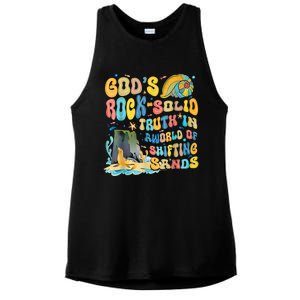 GodS Rock Solid Breaker Rock Beach Vbs 2024 Christian Ladies PosiCharge Tri-Blend Wicking Tank