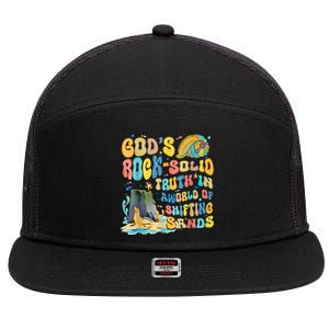 GodS Rock Solid Breaker Rock Beach Vbs 2024 Christian 7 Panel Mesh Trucker Snapback Hat