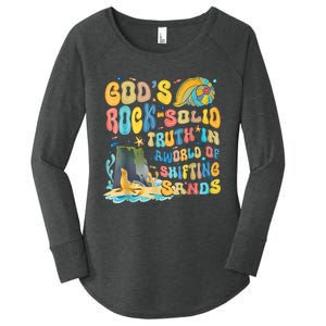 GodS Rock Solid Breaker Rock Beach Vbs 2024 Christian Women's Perfect Tri Tunic Long Sleeve Shirt