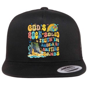 GodS Rock Solid Breaker Rock Beach Vbs 2024 Christian Flat Bill Trucker Hat