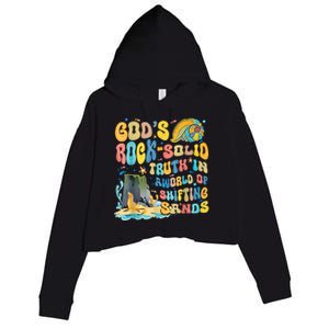 GodS Rock Solid Breaker Rock Beach Vbs 2024 Christian Crop Fleece Hoodie