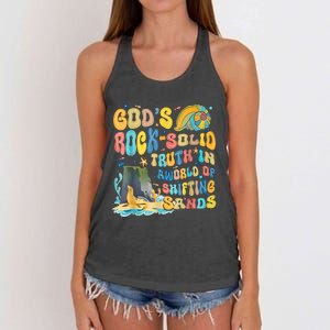 GodS Rock Solid Breaker Rock Beach Vbs 2024 Christian Women's Knotted Racerback Tank