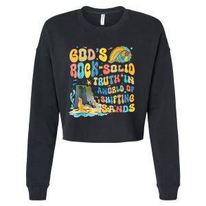 GodS Rock Solid Breaker Rock Beach Vbs 2024 Christian Cropped Pullover Crew