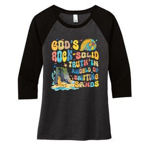 GodS Rock Solid Breaker Rock Beach Vbs 2024 Christian Women's Tri-Blend 3/4-Sleeve Raglan Shirt