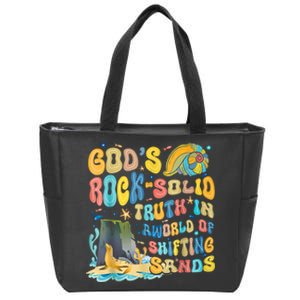 GodS Rock Solid Breaker Rock Beach Vbs 2024 Christian Zip Tote Bag