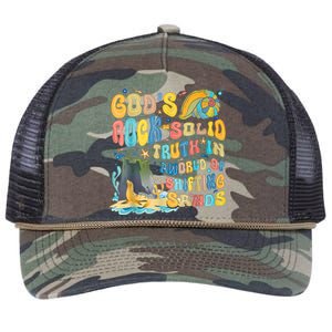 GodS Rock Solid Breaker Rock Beach Vbs 2024 Christian Retro Rope Trucker Hat Cap