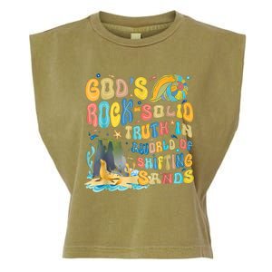 GodS Rock Solid Breaker Rock Beach Vbs 2024 Christian Garment-Dyed Women's Muscle Tee